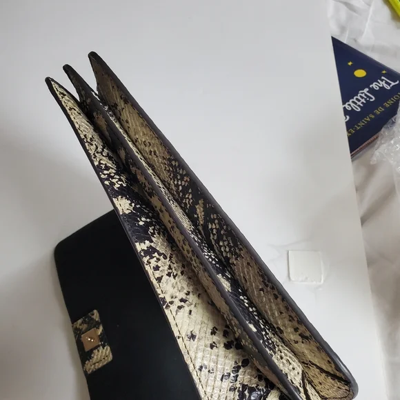 Furla Top Handle Leather Evening Bag Crossbody Purse Snakeskin Print - Picture 12 of 14